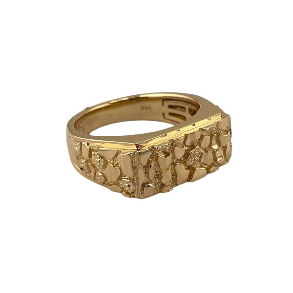 14K Yellow Gold Nugget Ring Italian