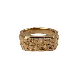 14K Yellow Gold Nugget Ring Italian