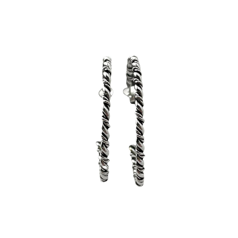 Rope Twist 35mm Open Hoop Earrings Sterling Silver