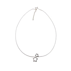 Double Star Chain Necklace 17" Sterling Silver