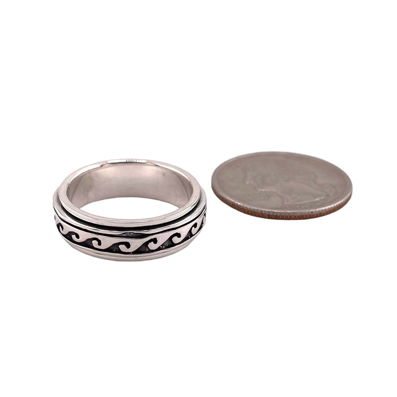 Wave Spinner 7mm Band Ring Sterling Silver