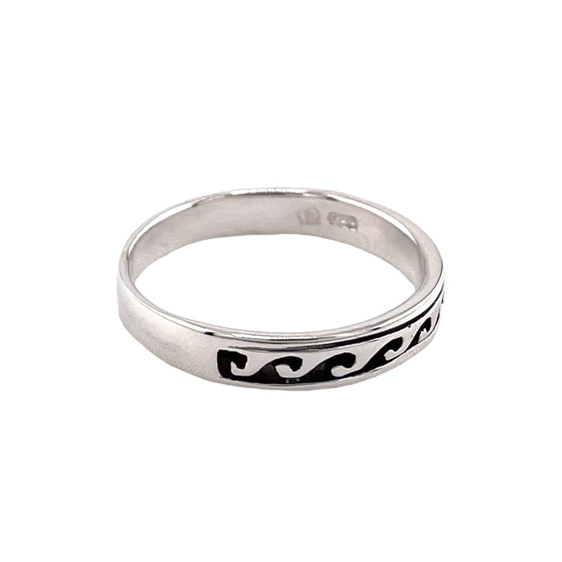 Water Wave 4mm Half Band Ring Sterling Silver
