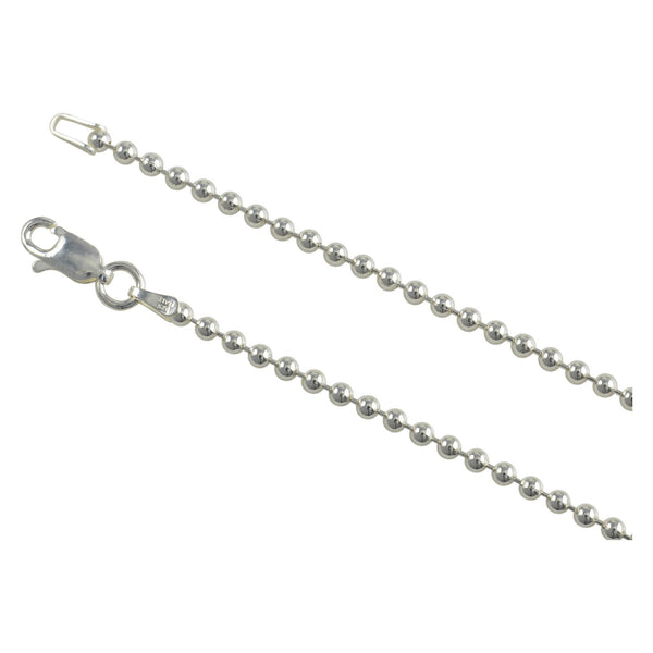 Sterling Silver Round Bead Ball 220 2.2mm Necklace Chain Solid Dog Tag Jewelry