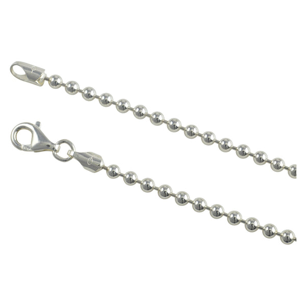 Sterling Silver Round Bead Ball 300 3mm Necklace Chain Solid Dog Tag Jewelry