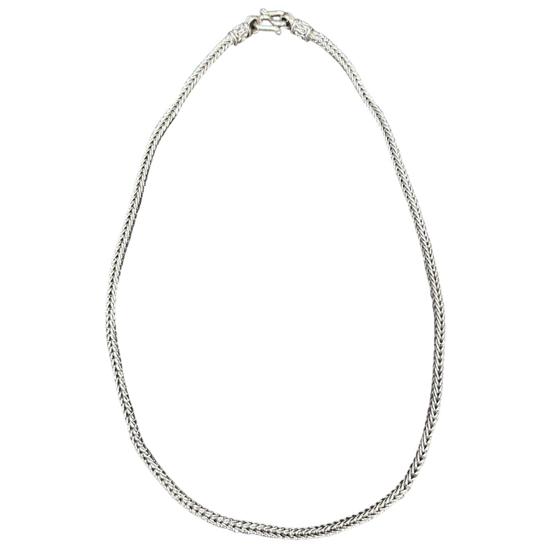 Bali Foxtail 3mm Sterling Silver Bracelet Chain Necklace