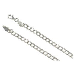 Sterling Silver Charm Double Link Parallelo 060 4mm Bracelet Chain Solid .925