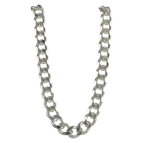 Sterling Silver Curb 450 16mm Necklace Chain Italian Solid .925 Mens Jewelry