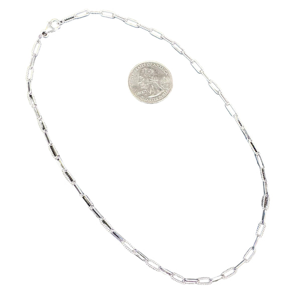 Handmade Paper Clip Plain & Twist 3.5mm Sterling Silver Chain