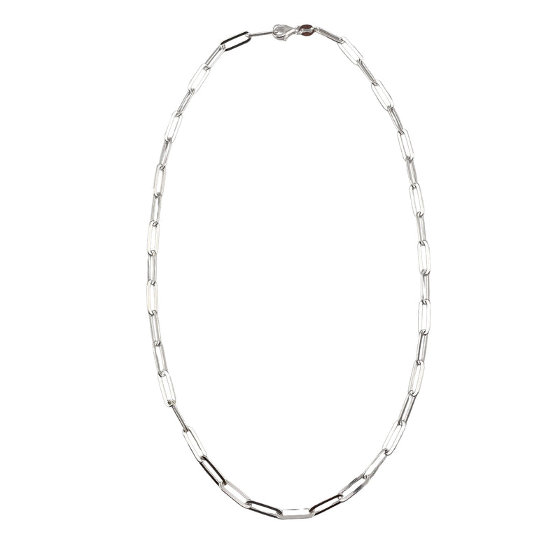 Sterling Silver Paper Clip Flat 100 (4.05mm) Necklace Chain Italian Italy Solid .925 Jewelry