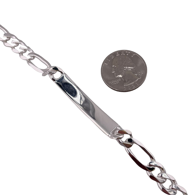 Sterling Silver Figaro 220 8.3mm ID Bracelet Chain Italian Italy Solid Mens Jewelry