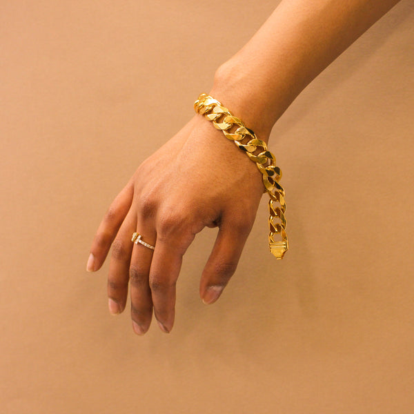 Oversized 14k Gold Over Silver Figaro Bracelet/Anklet