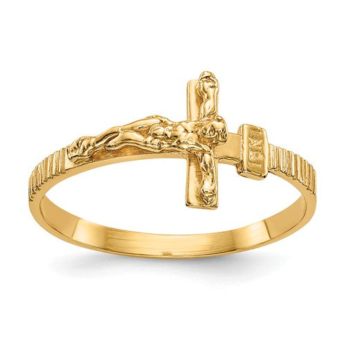 14K Gold Polished Jesus Band Ring