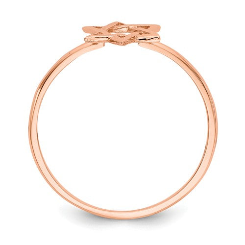 14k Rose Gold Polished Star Of David Ring