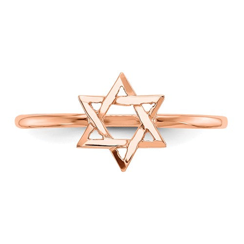 14k Rose Gold Polished Star Of David Ring