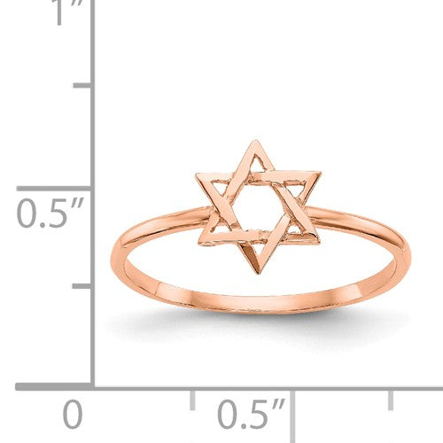 14k Rose Gold Polished Star Of David Ring