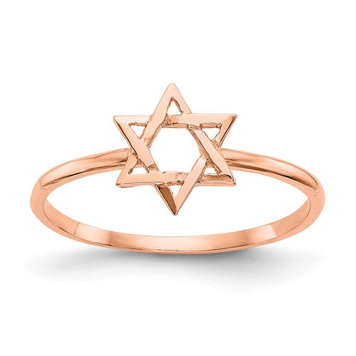 14k Rose Gold Polished Star Of David Ring