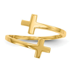 14k Polished Double Cross Ring