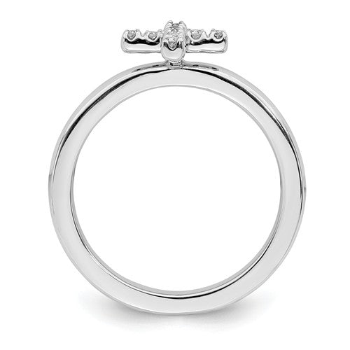 Sterling Silver Stackable Expressions Cross Diamond Ring