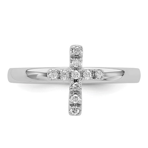 Sterling Silver Stackable Expressions Cross Diamond Ring