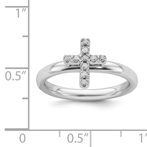 Sterling Silver Stackable Expressions Cross Diamond Ring