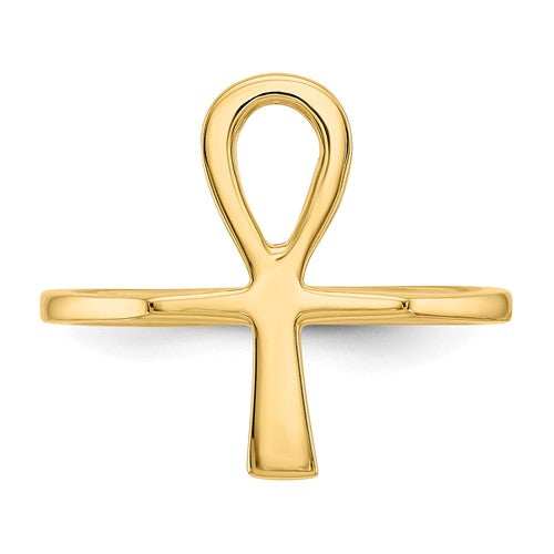 14k Polished Ankh Egyptian Cross Ring