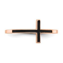 14k Rose Gold Enameled Sideways Cross Ring