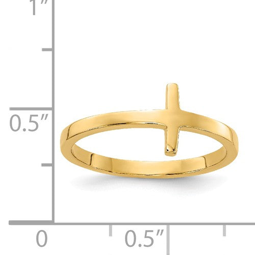 14k Sideways Cross Ring