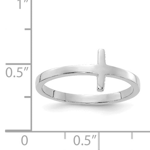 14k White Gold Sideways Cross Ring