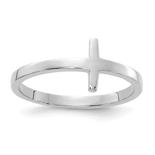 14k White Gold Sideways Cross Ring