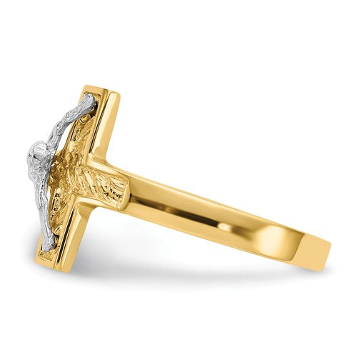 14k Two-Tone Polished Crucifix Ring