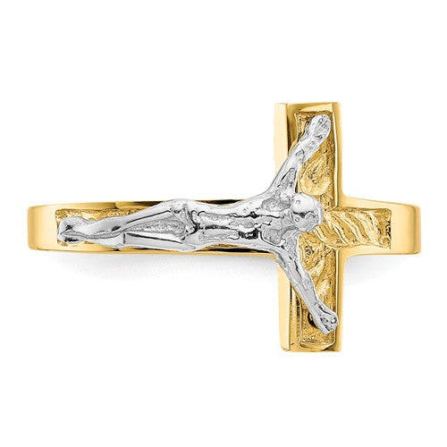 14k Two-Tone Polished Crucifix Ring