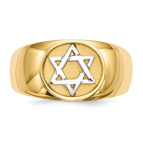 14k Two-Tone Polished Star Of David Ring