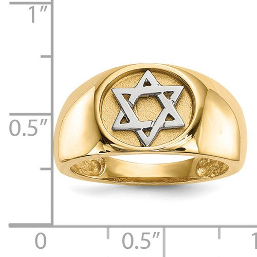 14k Two-Tone Polished Star Of David Ring