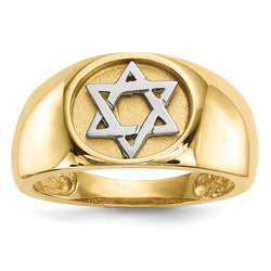 14k Two-Tone Polished Star Of David Ring