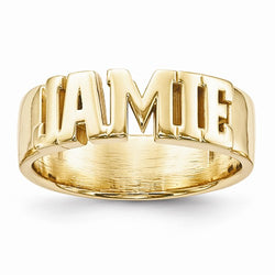 14KY Casted High Polish Name Ring