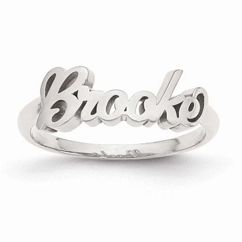 Sterling Silver Rhodium-Plated Casted High Polish Name Ring