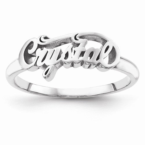 Sterling Silver Rhodium-Plated Casted High Polish Name Ring