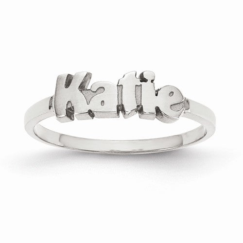 Sterling Silver Rhodium-Plated Laser Polished Name Ring