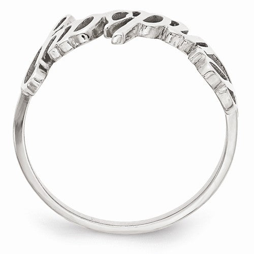 Sterling Silver Rhodium-Plated Laser Polished Name Ring